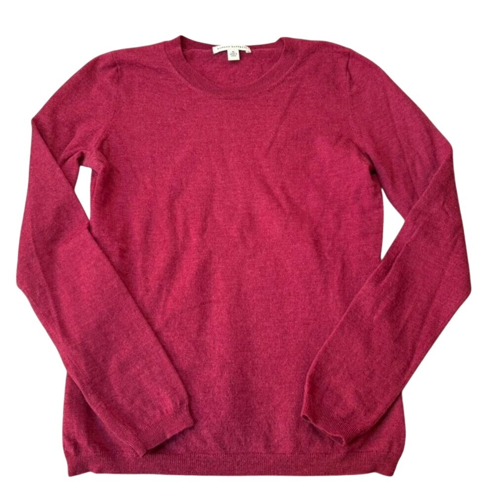 Banana Republic Merino Wool Crew Neck Minimalist Women M‎ Berry Academia Luxury